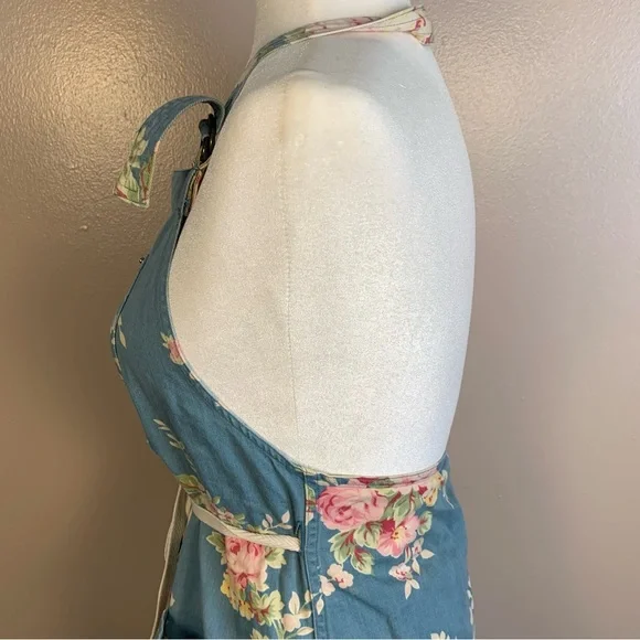 Ralph Lauren VTG 90s Blue Label Floral Denim 90s Apron Wrap Dress - Picture 13 of 13